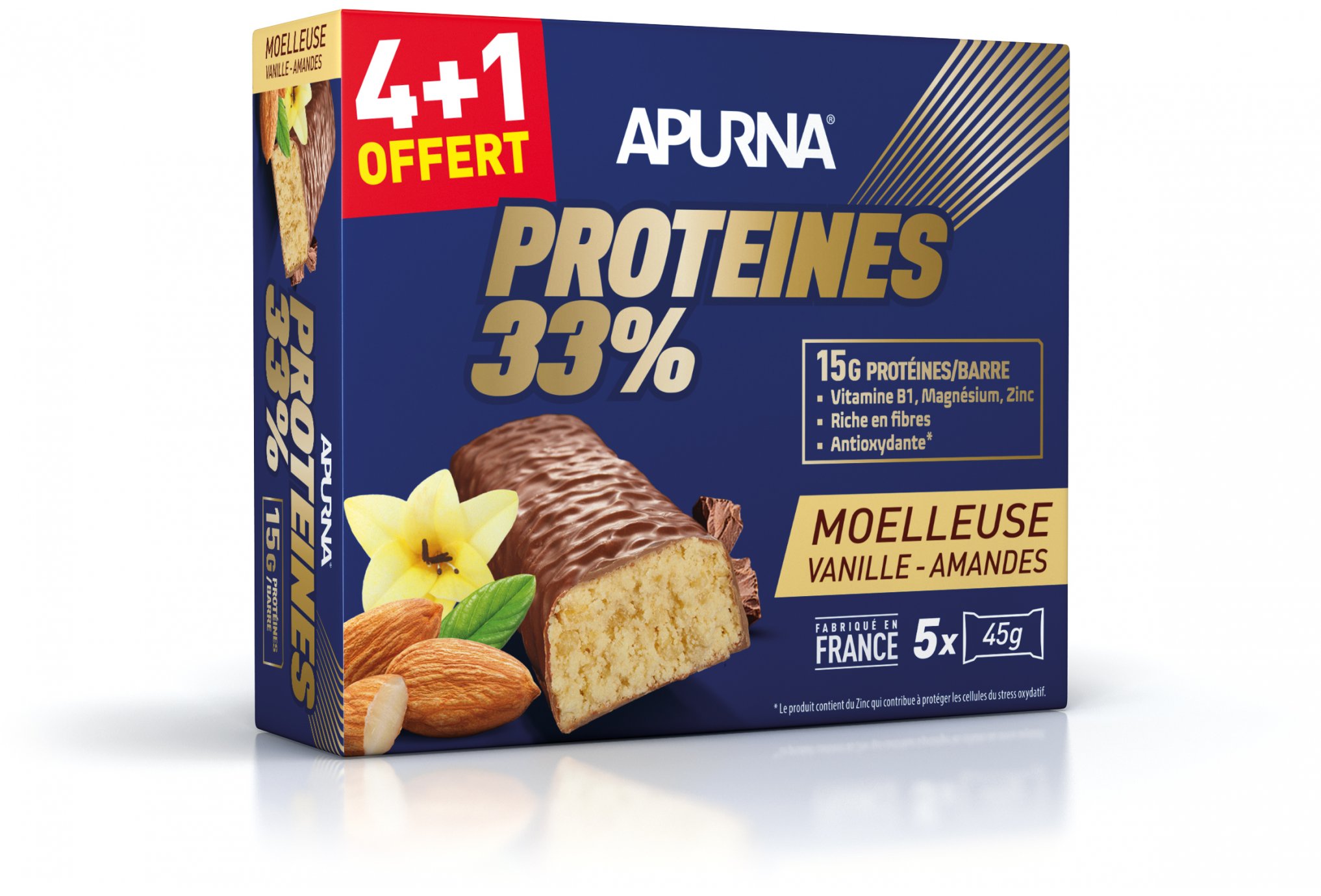 Apurna Barre protéinée Vanille Amandes 4+1 offert Diététique Barres