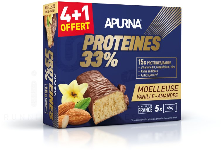 Apurna Barre protéinée Vanille Amandes 4+1 offert