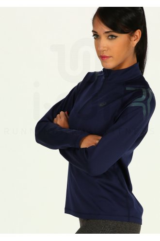 Haut Femme Asics Icône Hiver Demi-Zip Haut à manches longues bleu marine Sports Running