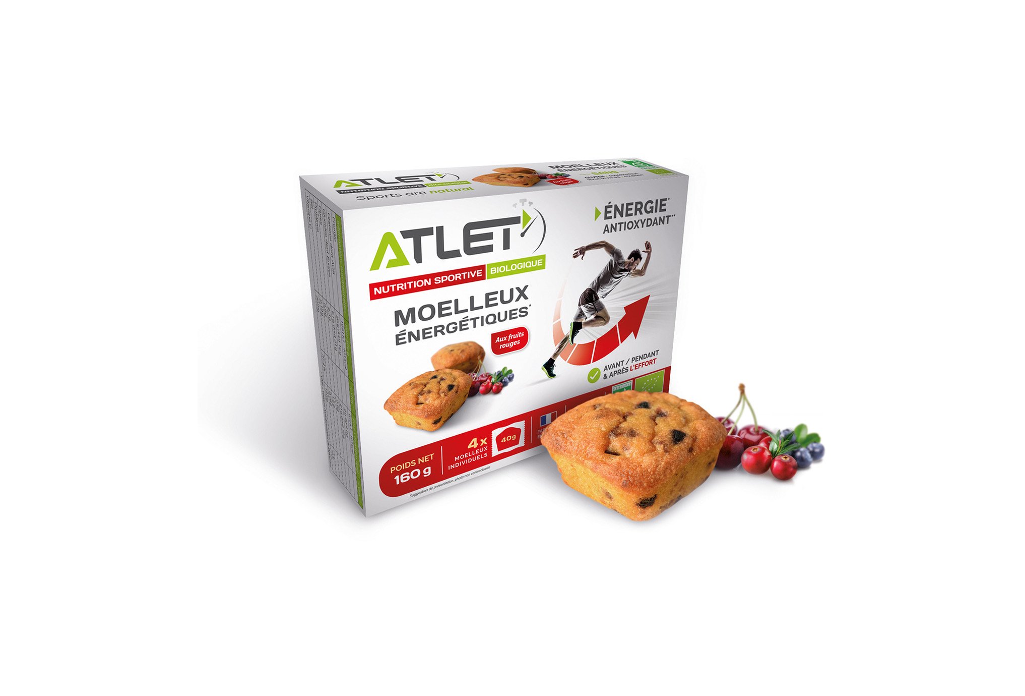Atlet Étui de 4 Moelleux Énergétique - Fruits Rouges Diététique Barres