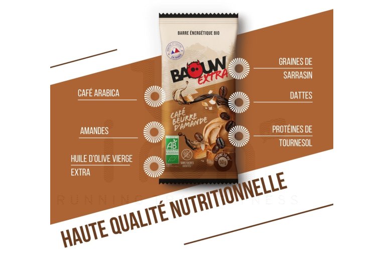 Baouw Barre ?nerg?tique bio Extra - Caf? - Beurre d'amande