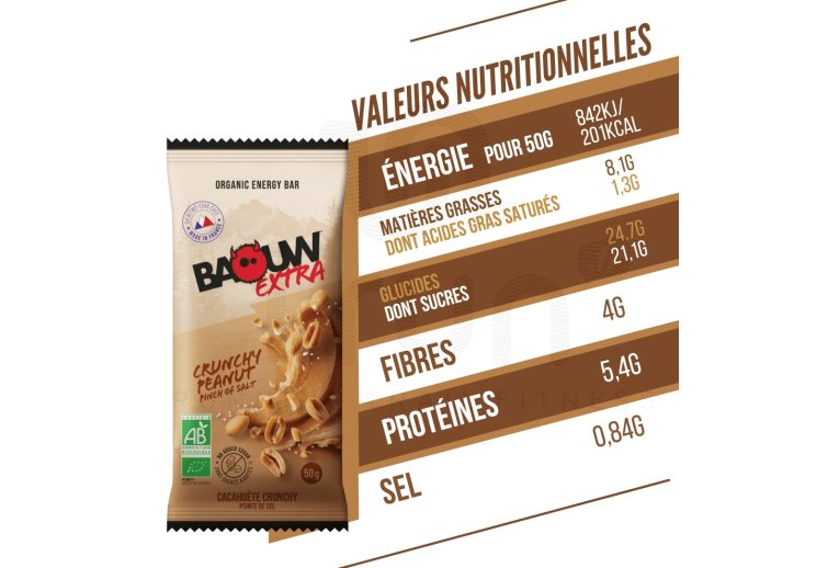 Baouw Barre �nerg�tique bio Extra - Olive - Cajou Cacahuete crunchy