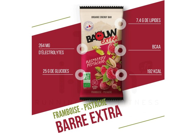 Baouw Barretta energetica bio Extra - Lampone - Pistacchio