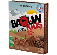 Baouw tui 3 barres nutritionnelles bio - Cacao - Noisette - KIDS