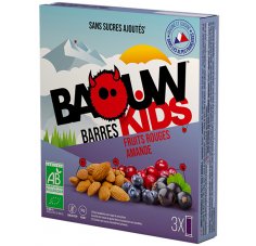 Baouw Étui 3 barres nutritionnelles bio - Fruits rouges - Amande - KIDS