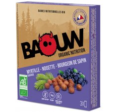 Baouw Étui 3 barres nutritionnelles bio - Myrtille sauvage - Noisette - Bourgeon de sapin