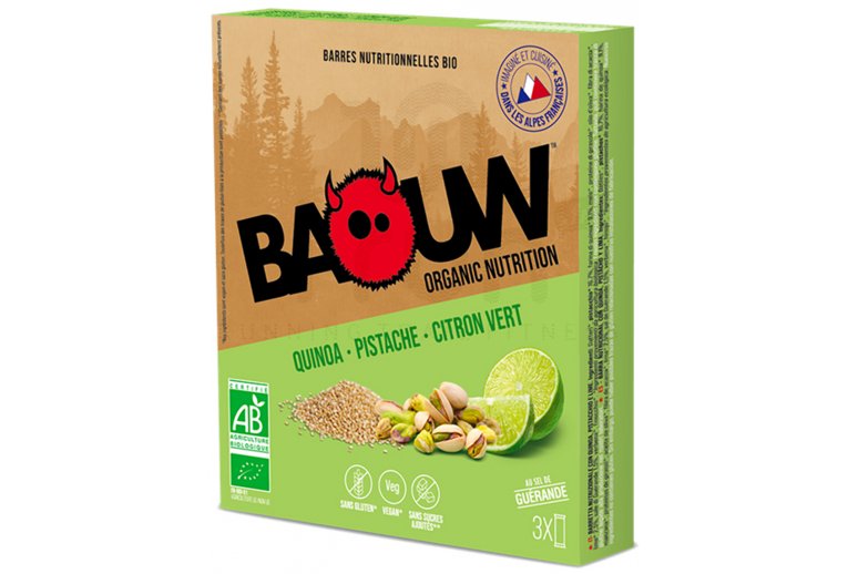 Baouw tui 3 barres nutritionnelles bio - Quinoa  - Pistache - Citron vert