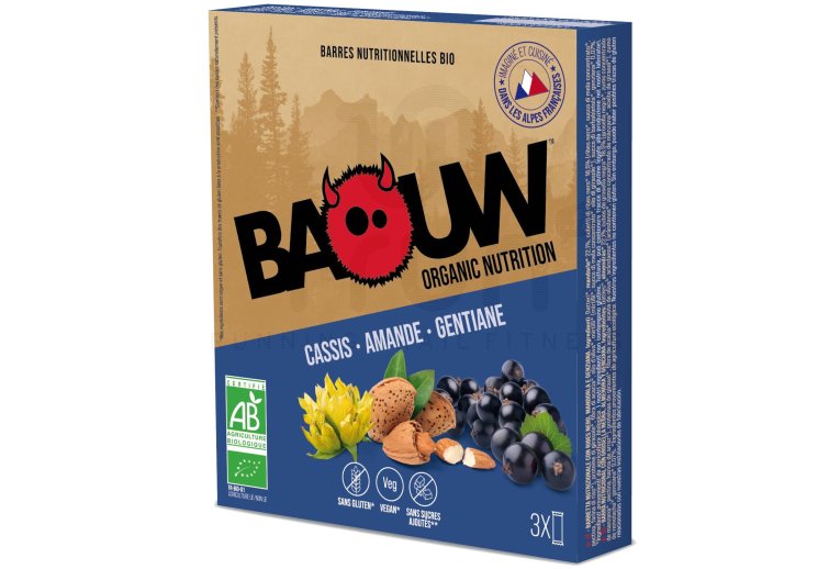 Baouw tui 3 Barres nutritionnelles bio - Cassis - Amande - Gentiane