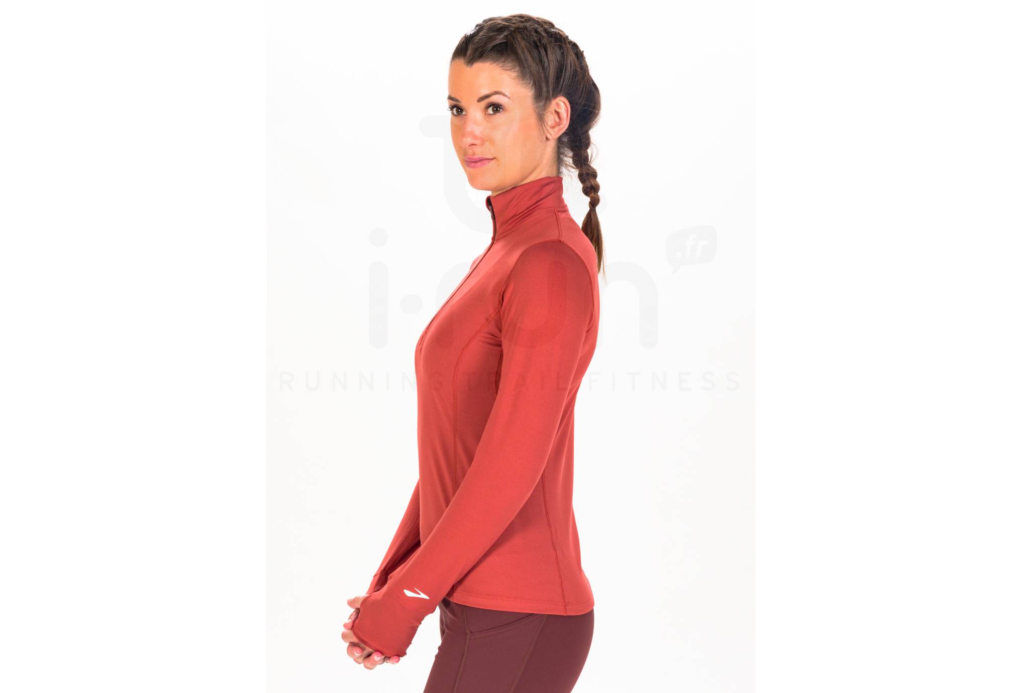 Brooks Women's Dash 1/2 Zip Running Top – Black, Moisture-Wicking With Thumbholes