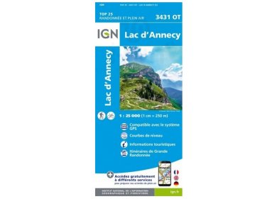 Carte IGN Lac d'Annecy 3431OT