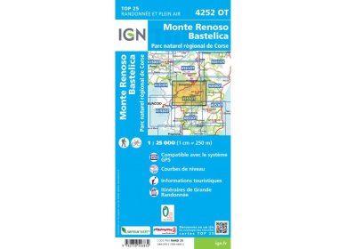 Carte IGN Monte Renoso Bastelica 4252OT