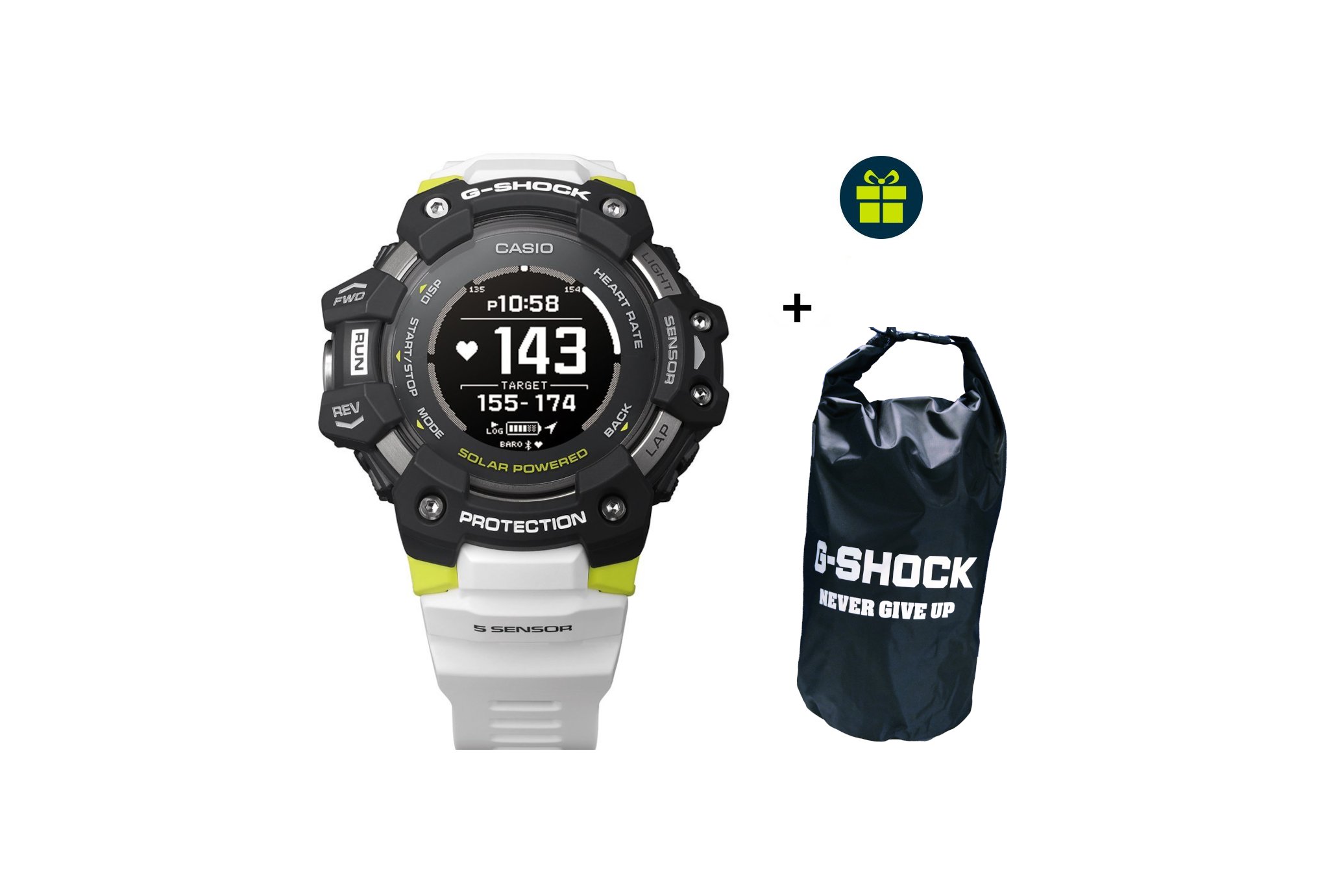 Casio G-SQUAD HR GBD-H1000-1A7ER et sac étanche G-Shock offert Cardio-Gps