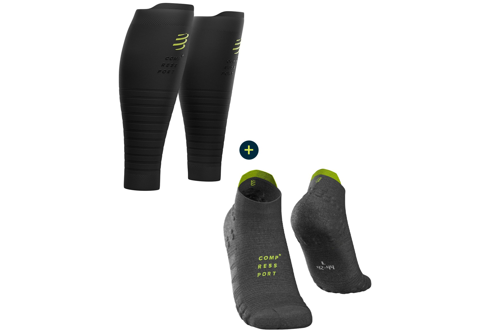 Compressport Pack Pro Racing V 3.0 Run Low Black Edition + R2 Oxygen Black Edition Diététique Accessoires