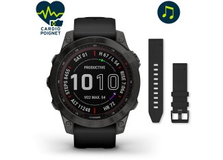 Garmin Fenix 7 Sapphire Solar Titane et bracelet en cuir QuickFit