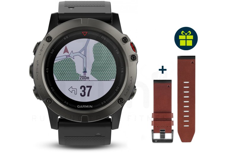 Garmin Fenix 5X GPS Multisports Sapphire+ Correa de cuero de regalo