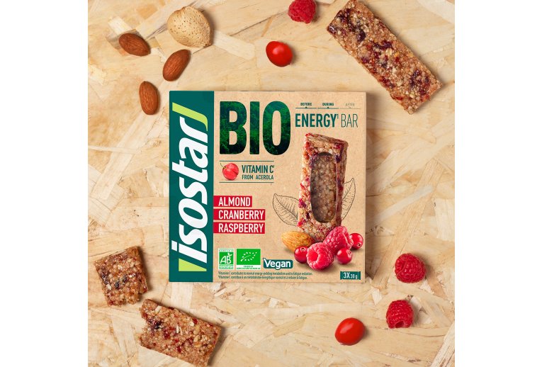 Isostar Energy Bar Bio - Amandes, cranberry et framboise