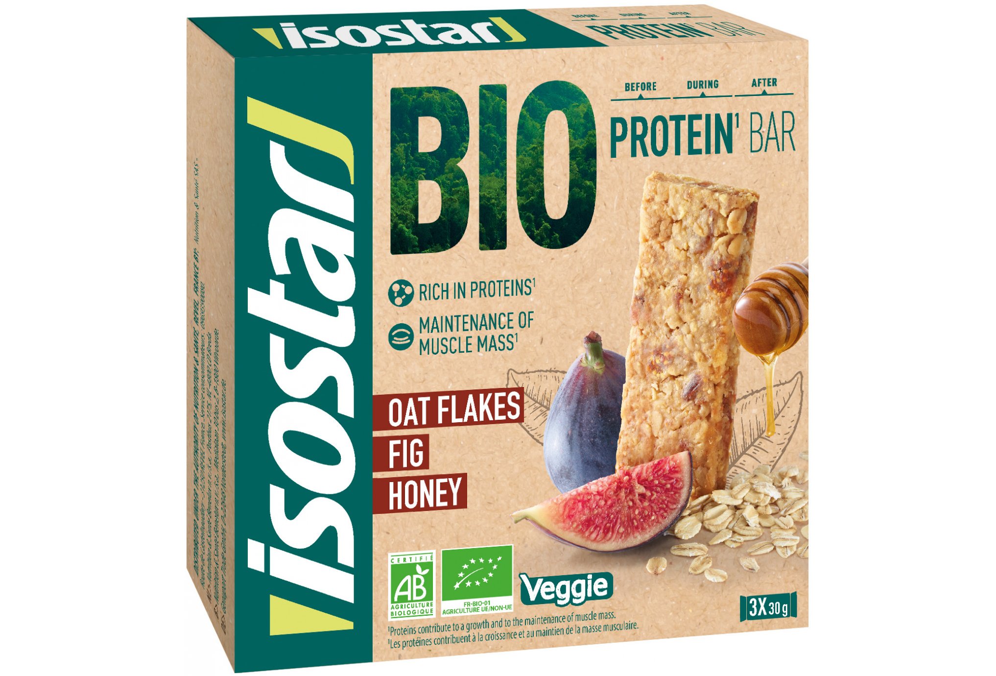 Isostar Protein Bar Bio - Figues, dattes et miel Diététique Barres