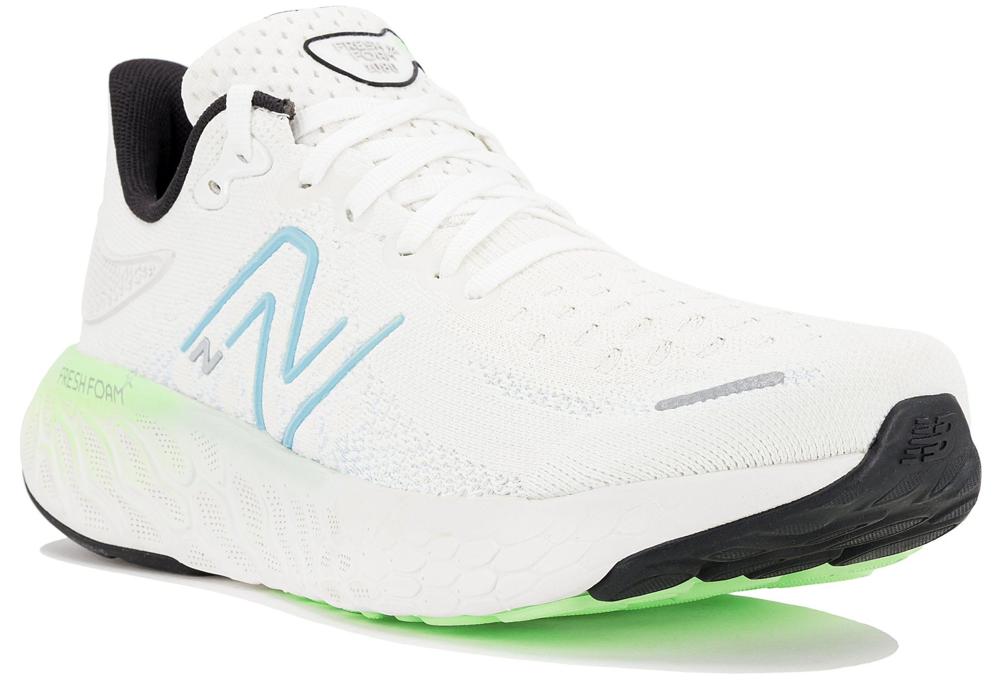 Chaussures running New Balance Femme, New Balance Fresh Foam X 1080v12  White avec Glow Green pour femme