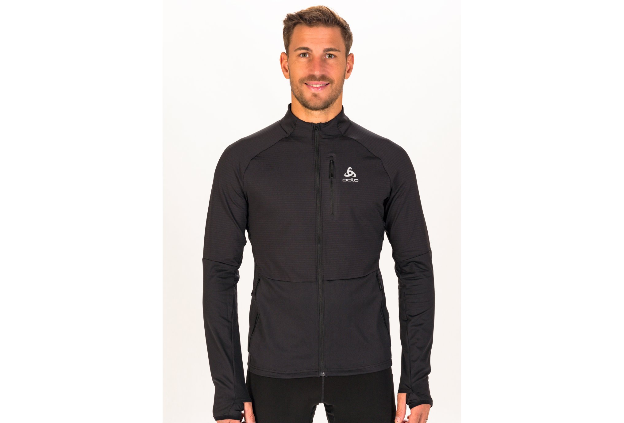 Odlo Men's Sesvenna Full Zip Ski Midlayer, Chinese red Melange, Small