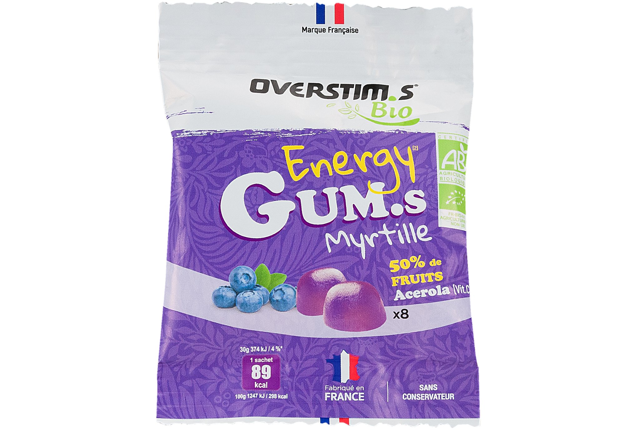OVERSTIMS Energy Gum.s Bio - Myrtille Diététique Barres