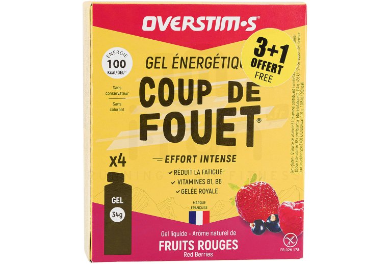 OVERSTIMS Astuccio Gel Energetico Istantaneo Coup de Fouet 3+1 - Frutti Rossi