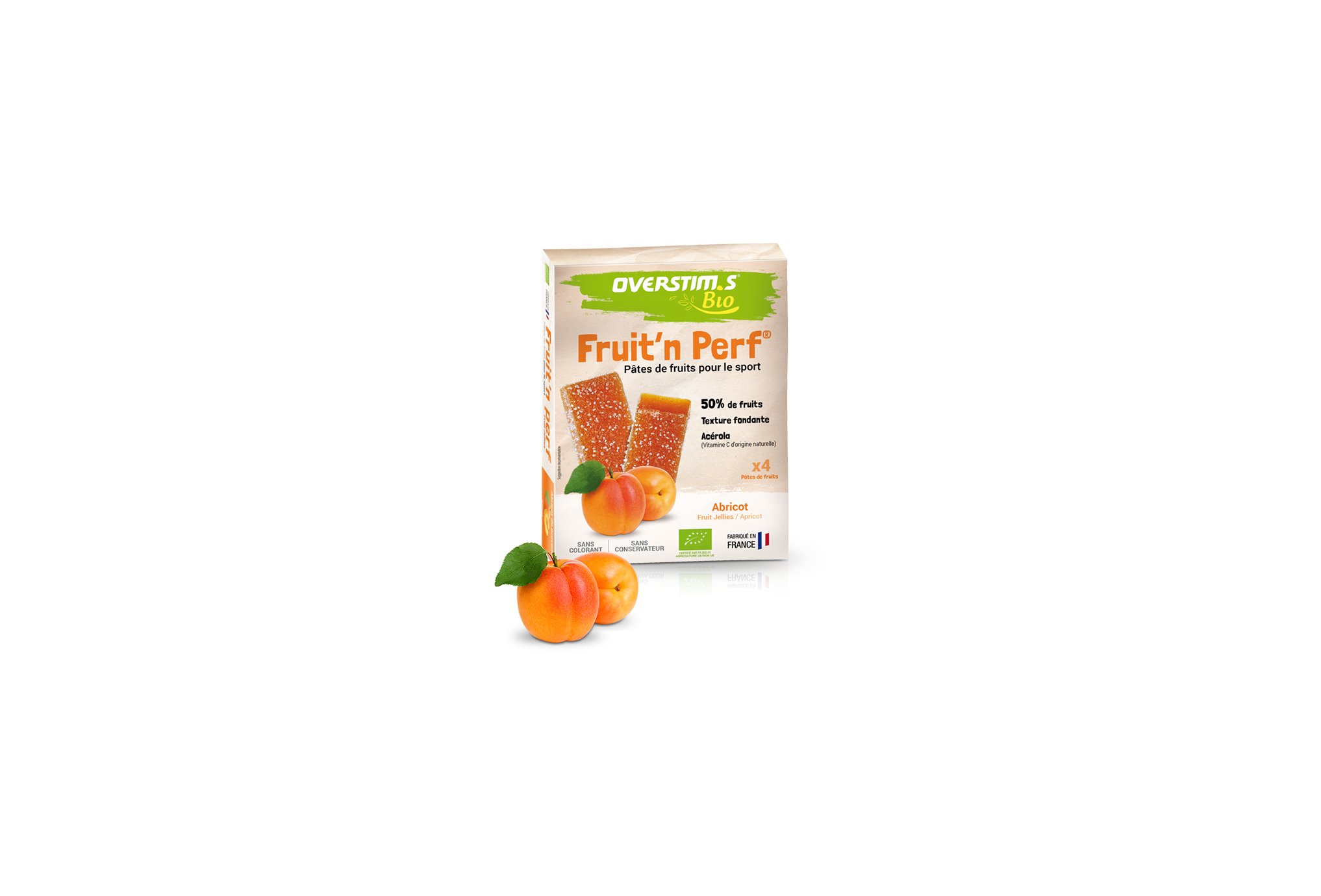OVERSTIMS Étuis 4 barres Fruit'n Perf Bio - Abricot Diététique Barres