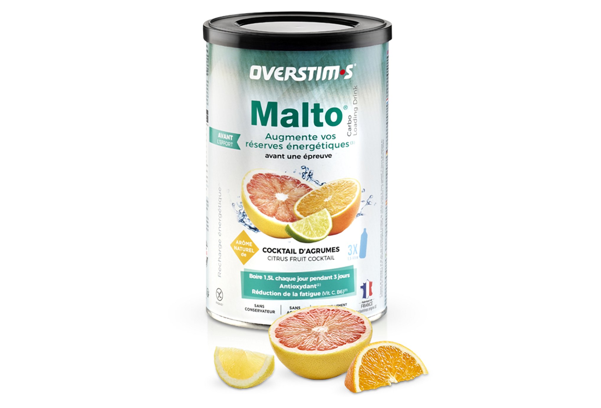 OVERSTIMS Malto Antioxydant 500 g - Cocktail d'agrumes Diététique Préparation