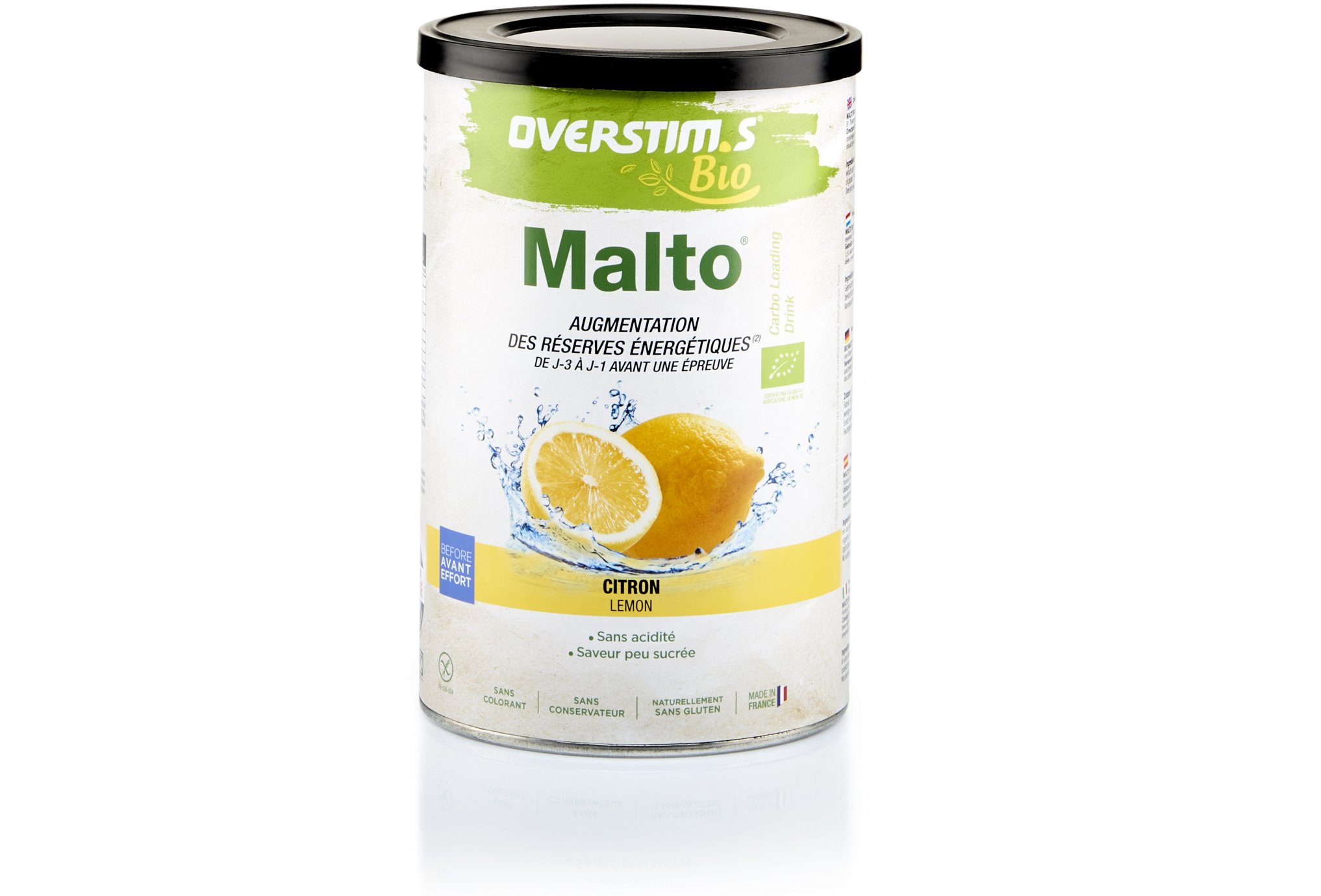 OVERSTIMS Malto Bio 450 g - Citron Diététique Préparation