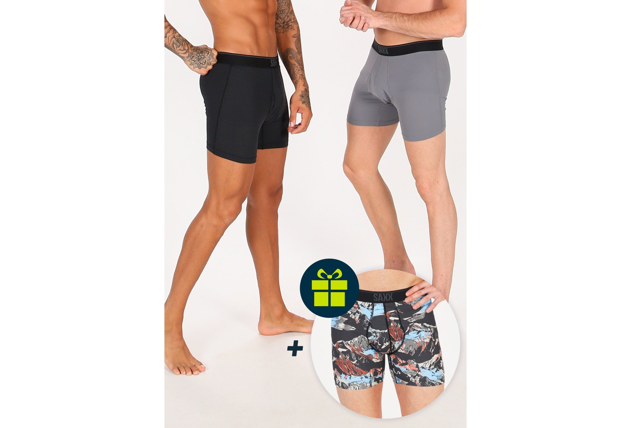 Saxx Lot de 2 boxers Quest + 1 offert M vêtement running homme