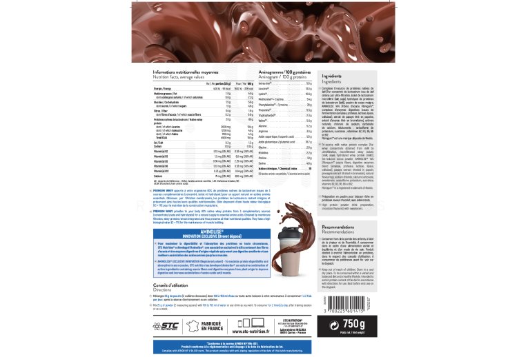 STC Nutrition Whey Pure Premium Protein chocolat 750 g