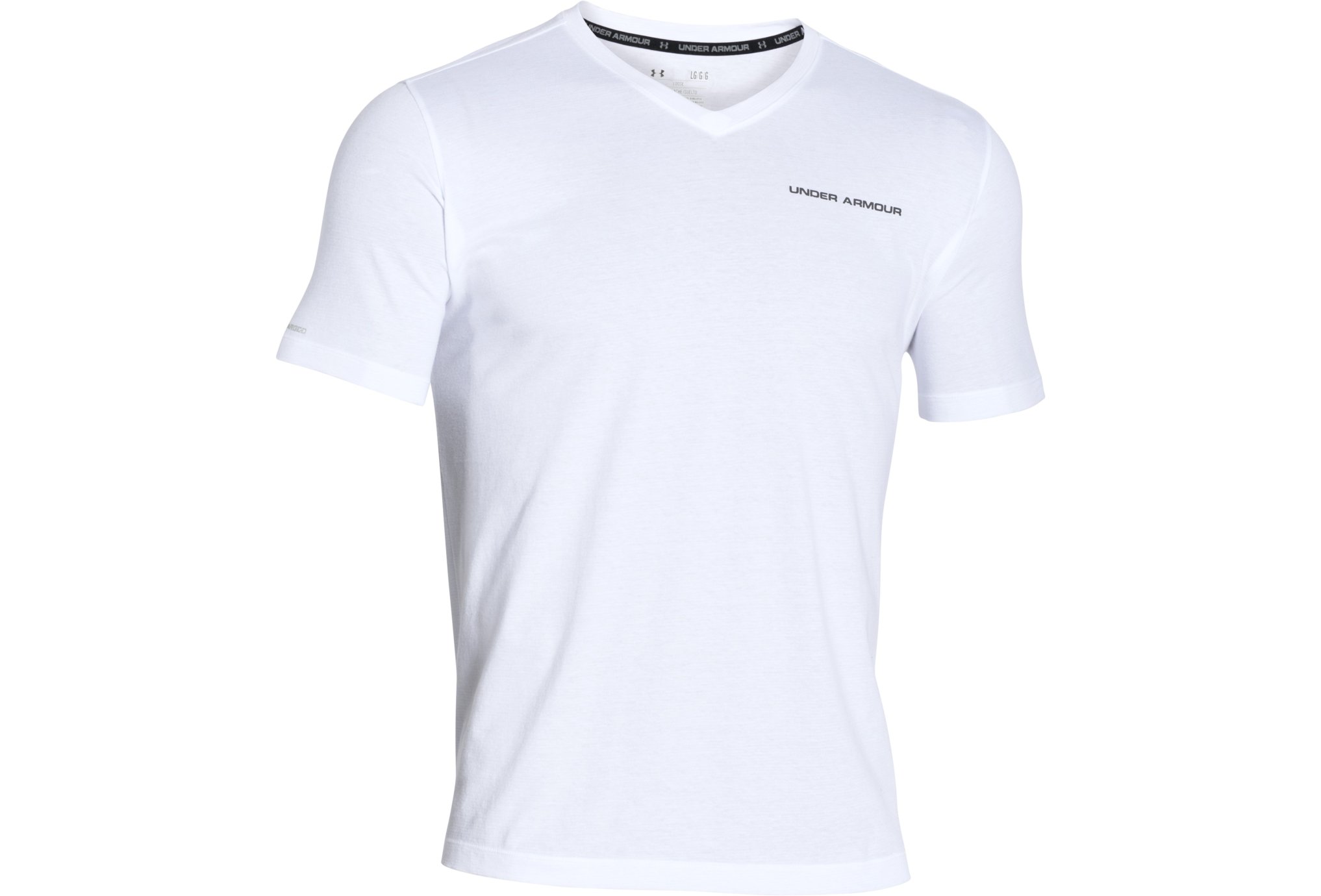 Under Armour TeeShirt Charged Cotton VNeck M homme Blanc pas cher